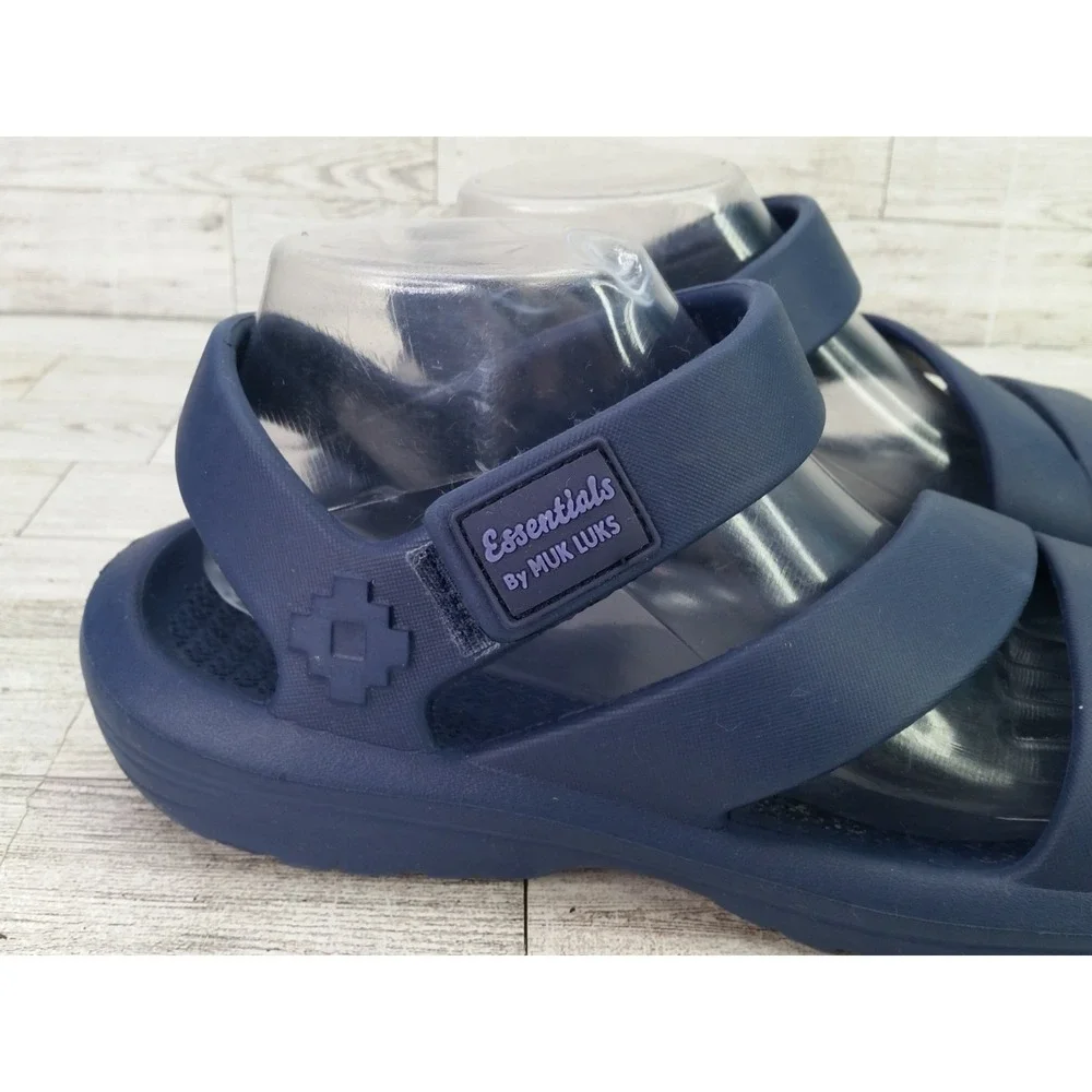 Essentials By‎ Muk Luk Navy Blue Sandals Summer Beach Shoes 9/10 Large L